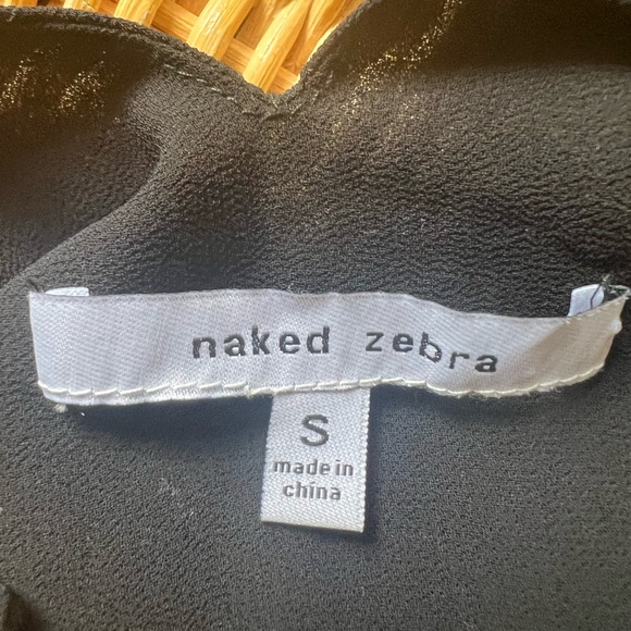 Women’s naked, zebra size small black strapping open shoulder flowing top - Picture 3 of 3